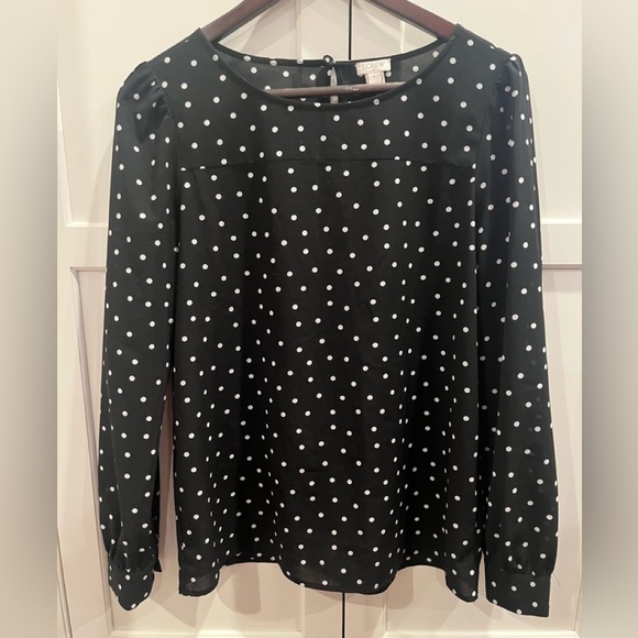 J. Crew black and white polka dots blouse Sz. S NWOT - Picture 1 of 4